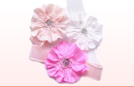 Baby and girls headbands are available in stretch ruffled organza using the finest quality silk flowers embellished with Swarovski crystals.  Mesh stretch bands are very colourful and dressy. Feature silk poppy flowers and roses. Ideal for events, birthdays, parties. All headband come individually packaged in clear PVC boxes. Perfect for gifts.